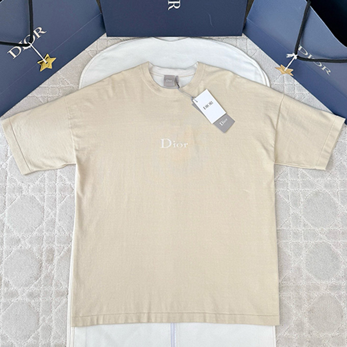 dior subtle chest logo knit short sleeve t-shirt